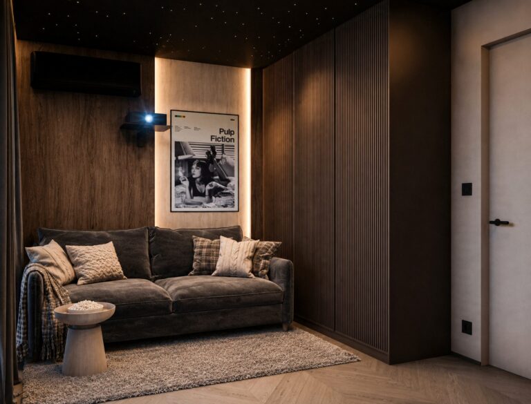 Apartament w sercu Krakowa - Contemporary Luxury - sala kinowa, wizualizacja projektu Art Park