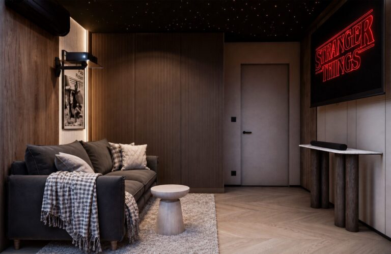Apartament w sercu Krakowa - Contemporary Luxury - sala kinowa, wizualizacja projektu Art Park