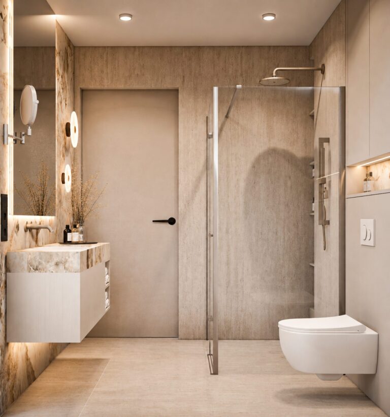Apartament w sercu Krakowa - Contemporary Luxury - łazienka główna, wizualizacja projektu Art Park