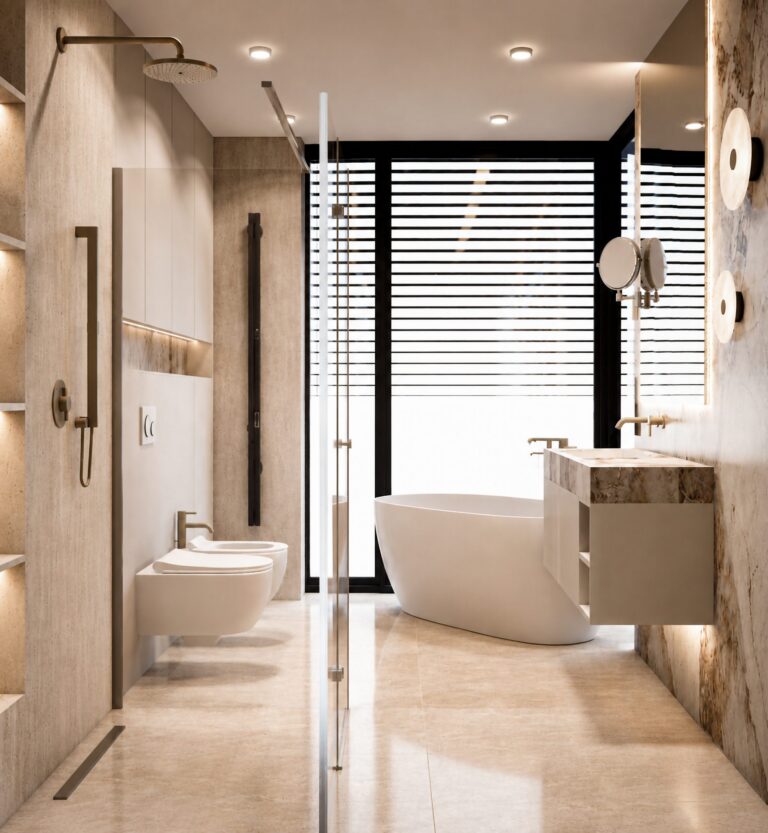 Apartament w sercu Krakowa - Contemporary Luxury - łazienka główna, wizualizacja projektu Art Park